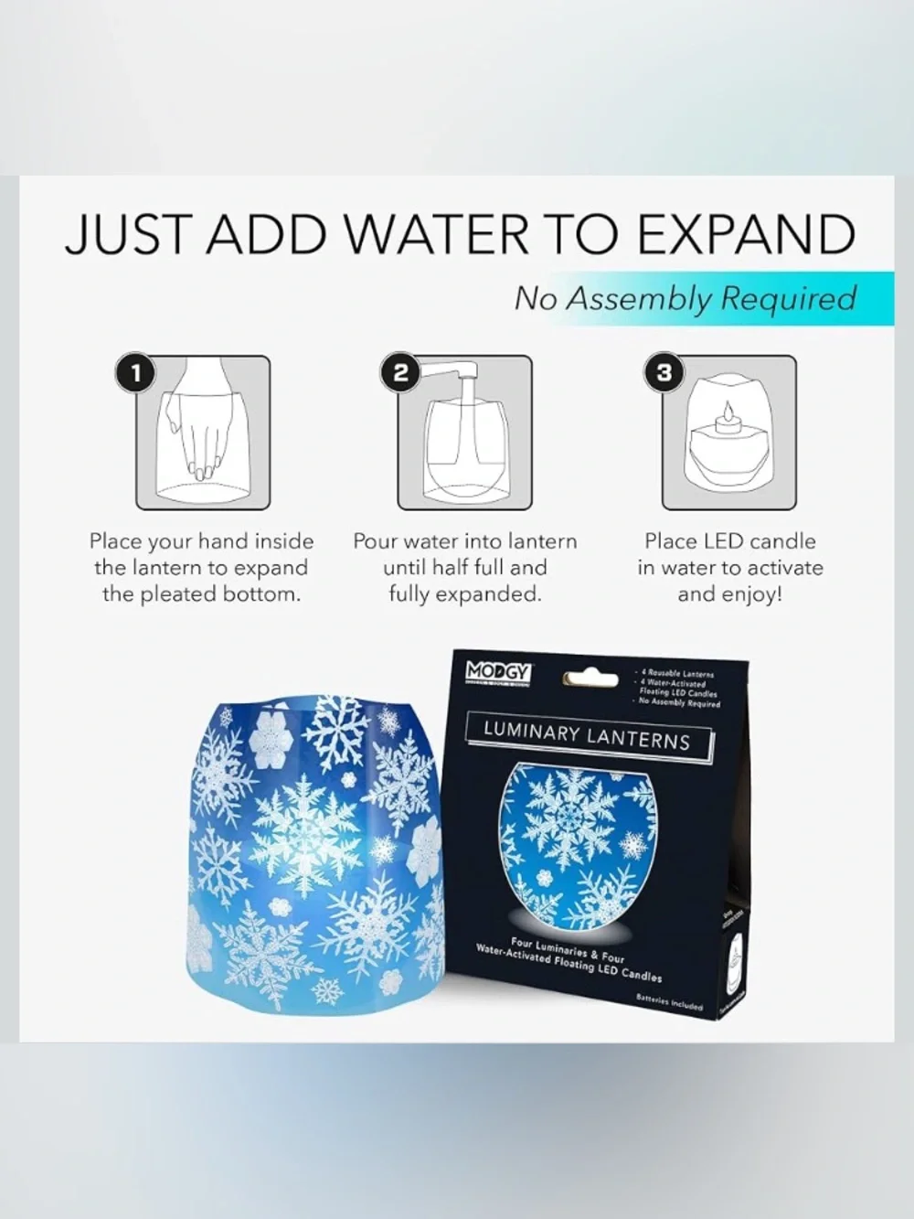 Modgy Luminary Snowflake Lanterns Water Activated Set Of 4